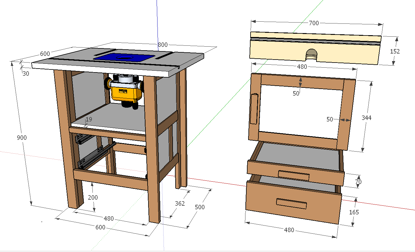 NUMÉRIQUE Table de toupie avec rangement Plans de menuiserie imprimables -   France