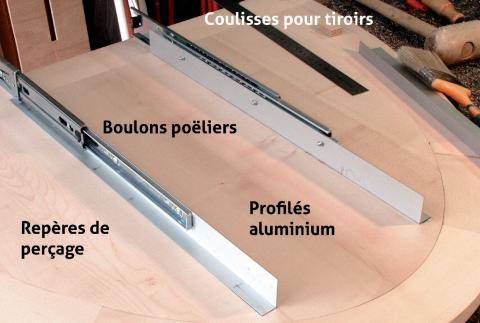 Transformation de coulisses pour tiroir de table à rallonge