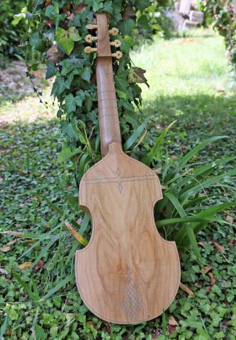 Lutherie : fond fileté ténor de viole en noyer