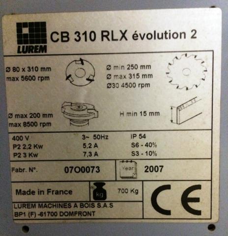 Combinée Lurem CB 310 RLX Evolution 2 - plaque